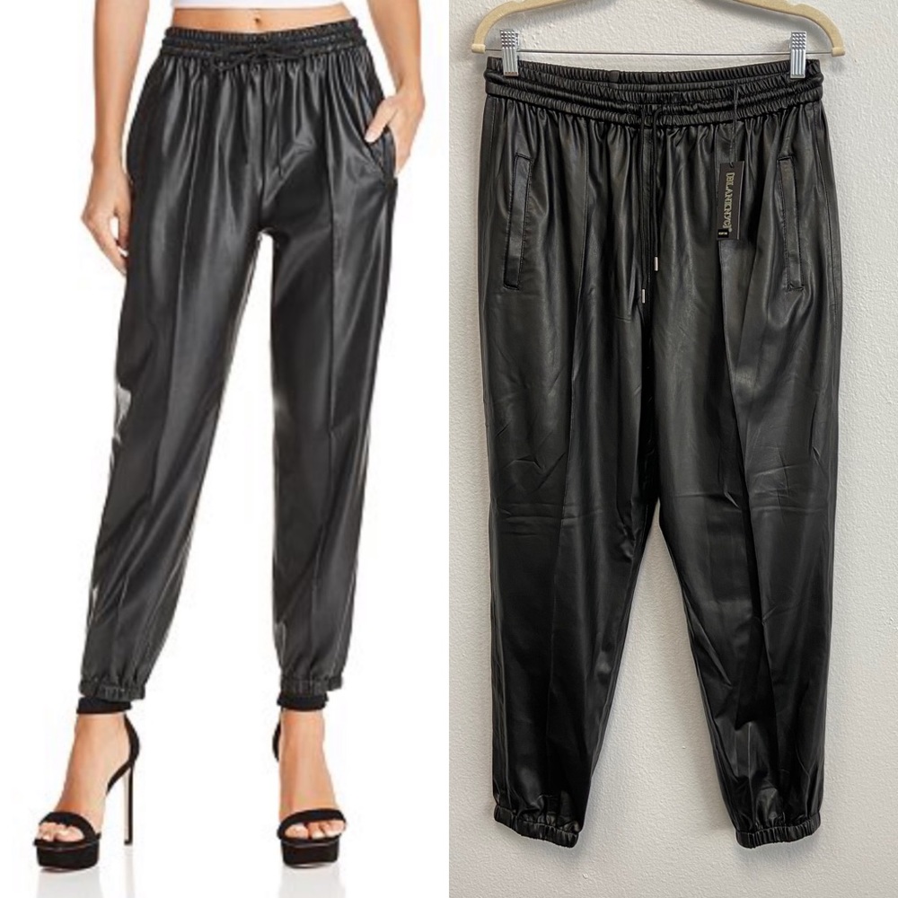 Blank NYC Black Faux Leather Relaxed Fit Jogger Size 30